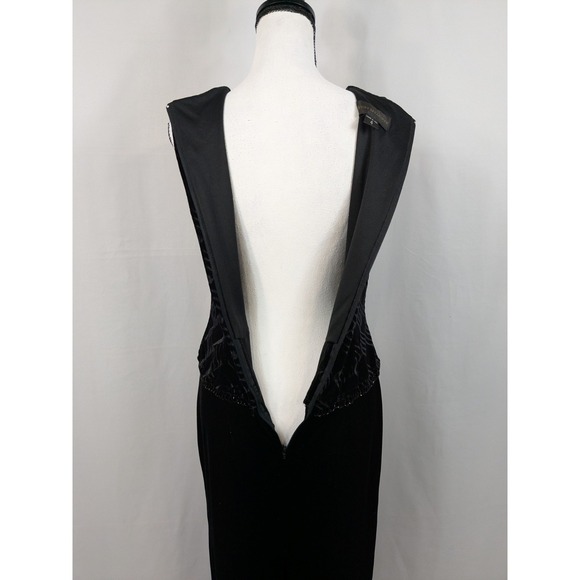 Vtg Black Velvet Dress Holiday Dropwaist Gatsby Old Money Whimsigoth Event A007 - Picture 5 of 9